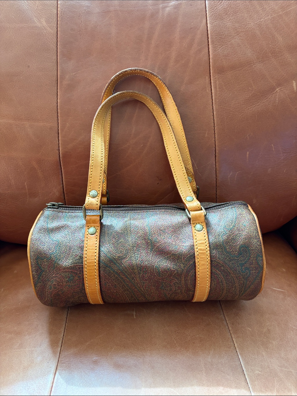 Euc Etro Bordeaux Paisley Barrel Bag